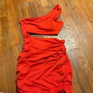 One-Shoulder Red Dress